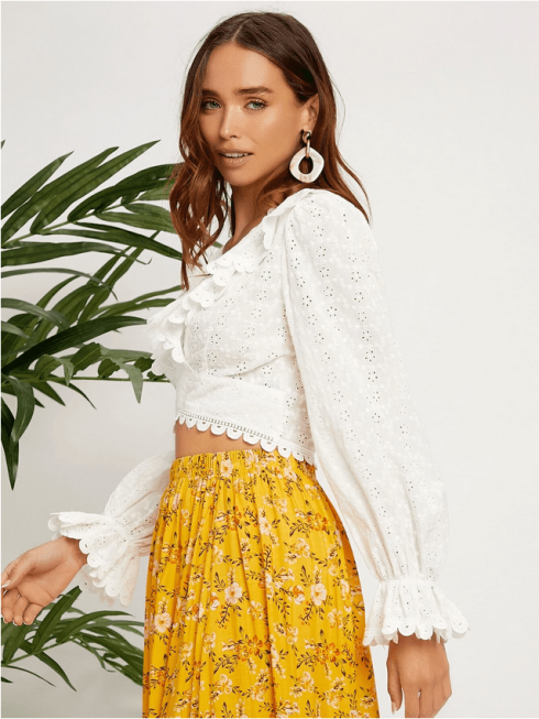 Blusa ribete con fruncido...