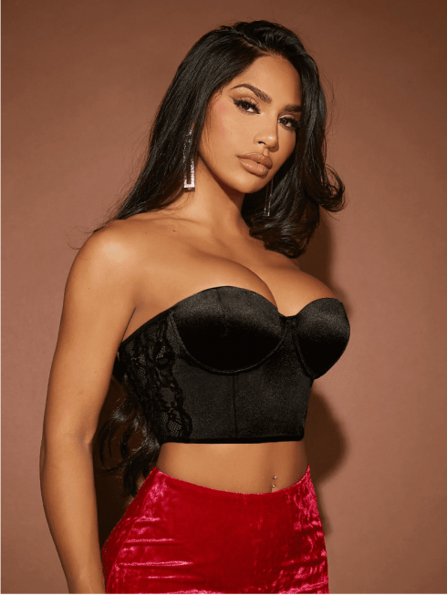 Top bandeau con encaje bustier