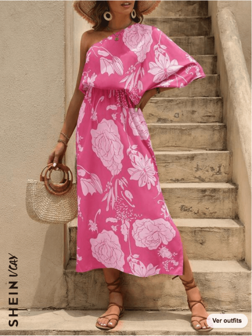 Vestido floral asimetrico