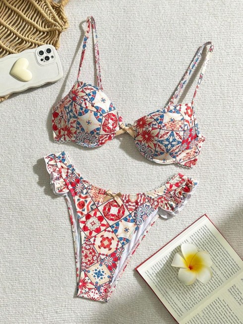 Bikini floral con varilla
