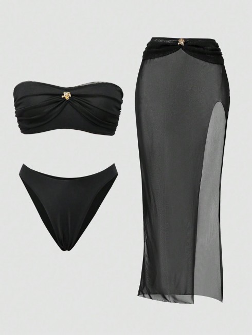 Set de bikini con top drapeado